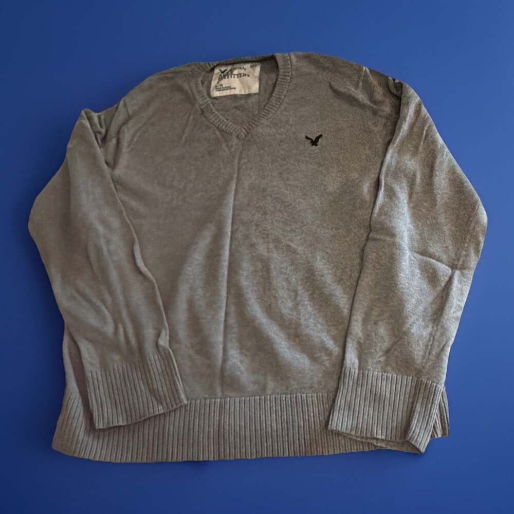 American Eagle Outfitters Gray V-Neck Sweater~Cotton~Men’s Size L